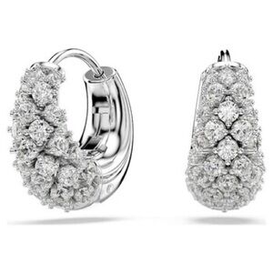 Swarovski White Crystal Pave Cluster Hoop Earrings